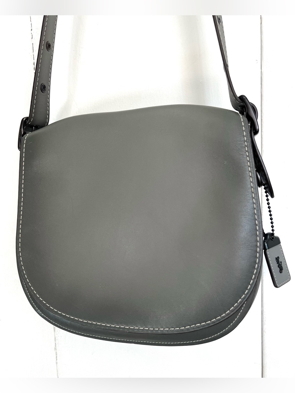 Coach Saddle Bag 23 Heather Grey Glovetanned Leather Large Crossbody Purse 20115